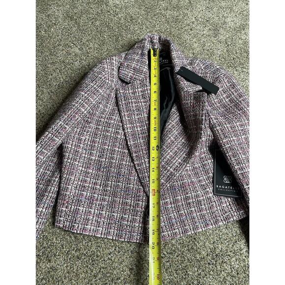 New! Bagatelle Women Tweed Cropped Pink Coat Blazer One Button Size Small - Picture 6 of 7